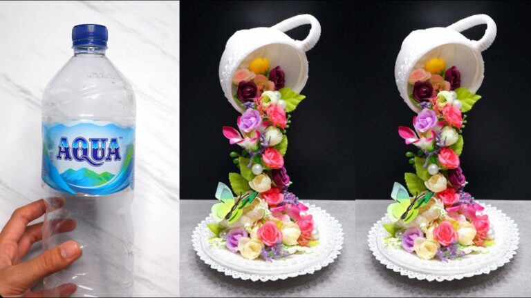 An old trick turns a plastic bottle into a stunning floating tea cup…