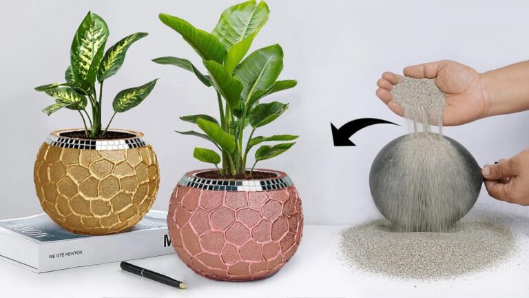 Transform ordinary cement into stunning flower vases effortlessly… Create beauty at home!