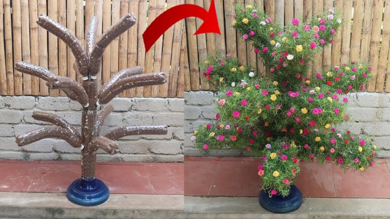 This simple gesture transforms plastic bottles into stunning garden art…