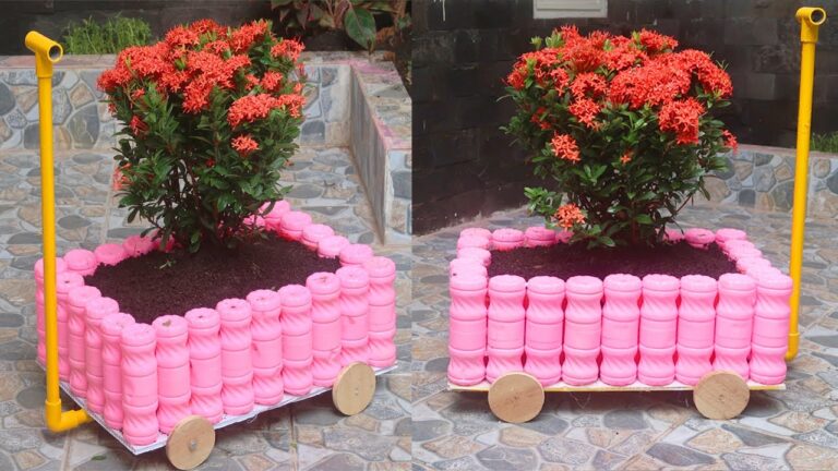 Transform 5 Plastic Bottles into a Unique Garden Wagon Planter Today!